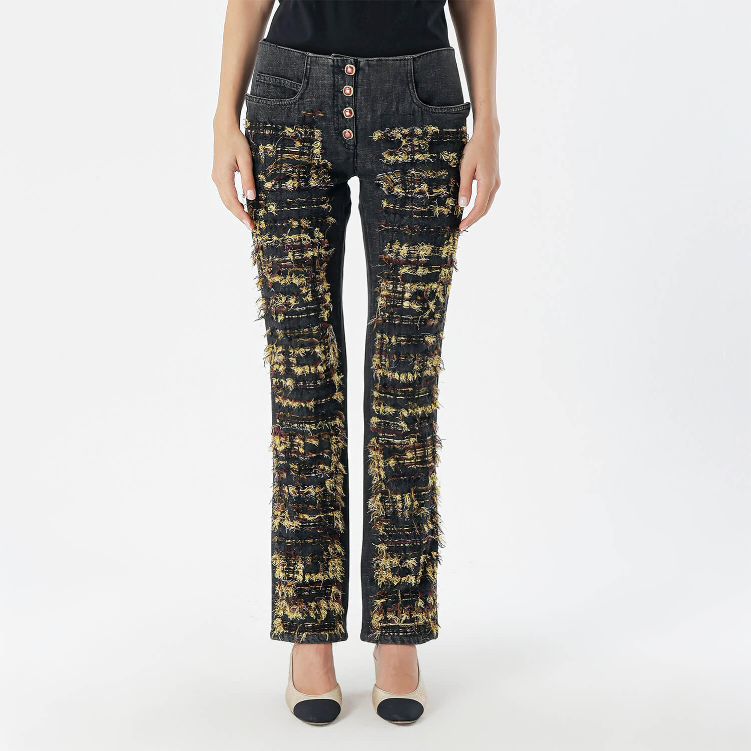 Chanel - Black Cotton Denim Eaves Pants